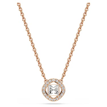 Komplet Una Angelic, Okrogli rez, Bela, V videzu rožnatega zlata 18K - Swarovski, 5725816