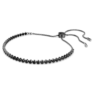 Tennis bracelet, Mixed round cuts, Black, Ruthenium plated - Swarovski, 5725851
