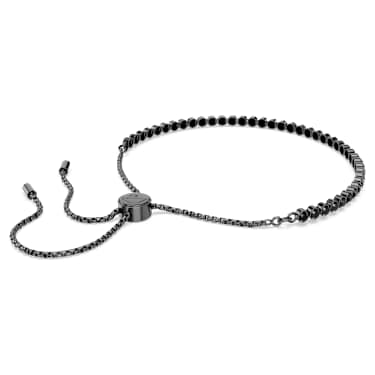 Pulseira Matrix, Lapidações redondas mistas, Preta, Lacada a ródio - Swarovski, 5725851