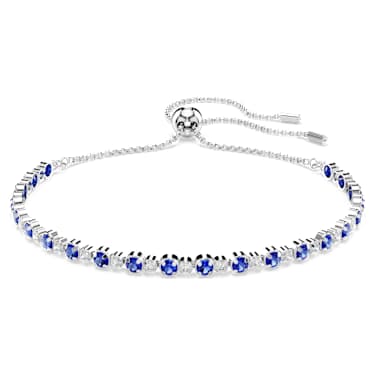 Matrix Tennis bracelet, Mixed round cuts, Blue, Rhodium plated - Swarovski, 5725854