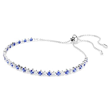 Matrix Tennis bracelet, Mixed round cuts, Blue, Rhodium plated - Swarovski, 5725854