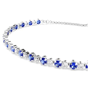 Matrix Tennis bracelet, Mixed round cuts, Blue, Rhodium plated - Swarovski, 5725854