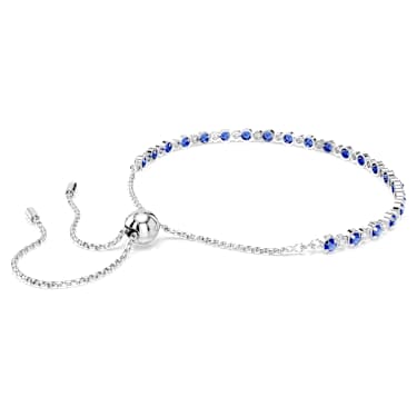 Matrix Tennis bracelet, Mixed round cuts, Blue, Rhodium plated - Swarovski, 5725854