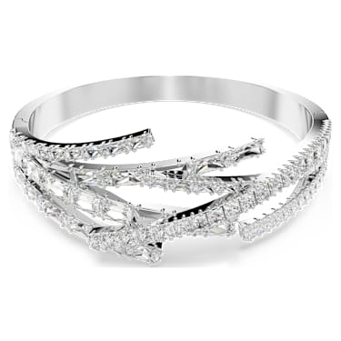 Obročasta zapestnica Matrix, Mešani rezi, Bela, Prevleka iz rodija - Swarovski, 5726292