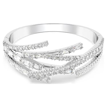 Obročasta zapestnica Matrix, Mešani rezi, Bela, Prevleka iz rodija - Swarovski, 5726292