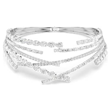 Matrix choker, Mixed cuts, White, Rhodium plated - Swarovski, 5726295