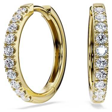 Eternity hoop earrings, Lab-grown diamonds 0.5 ct tw, Round shape, 14K yellow gold - Swarovski, 5726322