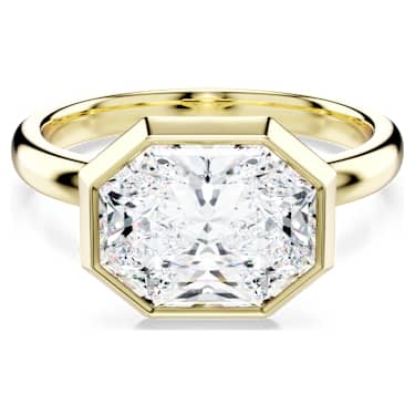 Octagon bezel ring, Lab-grown diamonds 3.0 ct tw, Octagon shape, 14K yellow gold - Swarovski, 5726513