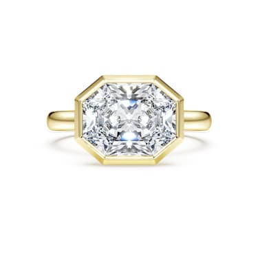 Octagon bezel ring, Lab-grown diamonds 3.0 ct tw, Octagon shape, 14K yellow gold - Swarovski, 5726513