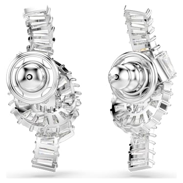 Suknjice za uhane Matrix, Bagetni rez, Vozel, Beli, Prevleka iz rodija - Swarovski, 5727040