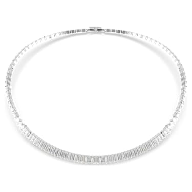 Matrix necklace, Baguette cut, White, Rhodium plated - Swarovski, 5727111