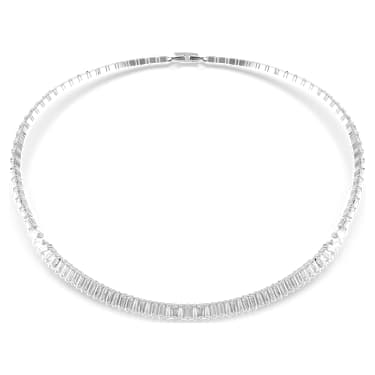 Matrix necklace, Baguette cut, White, Rhodium plated - Swarovski, 5727111