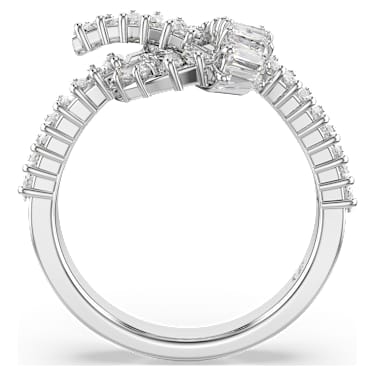 Matrix ring, Baguette cut, Knot, White, Rhodium plated - Swarovski, 5727112