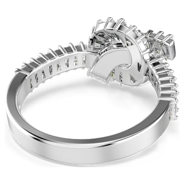 Matrix ring, Baguette cut, Knot, White, Rhodium plated - Swarovski, 5727112