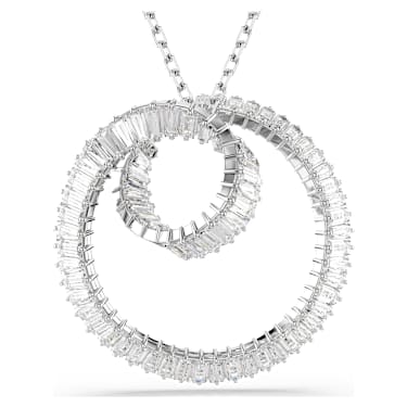 Wisiorek Matrix, Szlif schodkowy typu baguette, Biały, Powłoka z rodu - Swarovski, 5727114