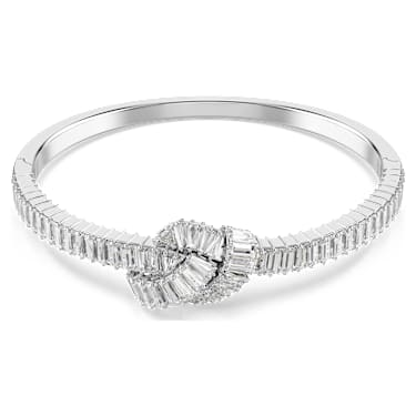 Matrix bangle, Baguette cut, Knot, White, Rhodium plated - Swarovski, 5727117