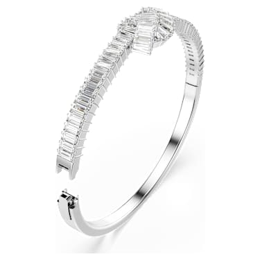 Matrix bangle, Baguette cut, Knot, White, Rhodium plated - Swarovski, 5727117