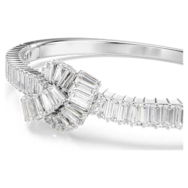 Matrix bangle, Baguette cut, Knot, White, Rhodium plated - Swarovski, 5727117