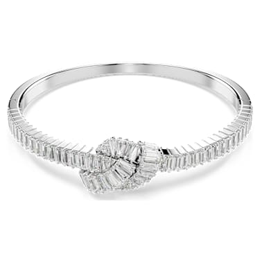 Obročasta zapestnica Matrix, Bagetni rez, Vozel, Bela, Prevleka iz rodija - Swarovski, 5727120