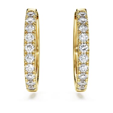 Eternity 大圈耳環, 總重 0.5 克拉培育鑽石, 圓形, 18K 金（黃色) - Swarovski, 5727225