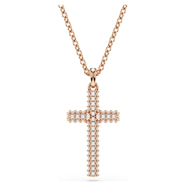 Insigne pendant, Cross, White, Rose gold-tone plated - Swarovski, 5727986