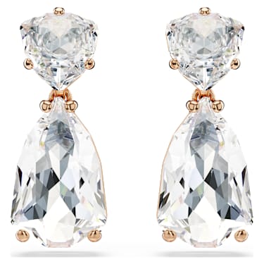 Visací náušnice Mesmera, Hruškový výbrus, Bílá, Pokoveno v růžovozlatém odstínu - Swarovski, 5727999