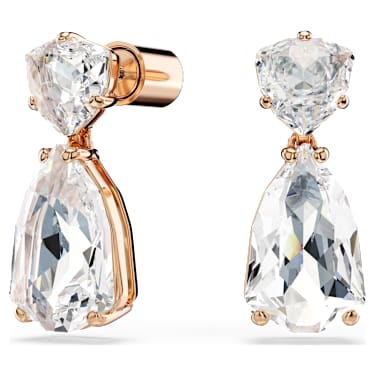 Viseči uhani Mesmera, Hruškasti rez, Beli, Prevleka rožnato zlatega odtenka - Swarovski, 5727999