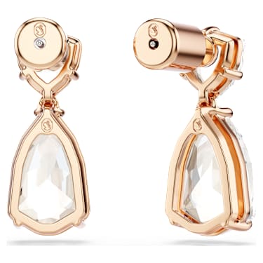 Mesmera 水滴形耳環, 梨形切割, 白色, 鍍金（玫瑰金色飾面） - Swarovski, 5727999
