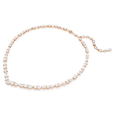Mesmera necklace, Mixed cuts, White, Rose gold-tone plated - Swarovski, 5728001