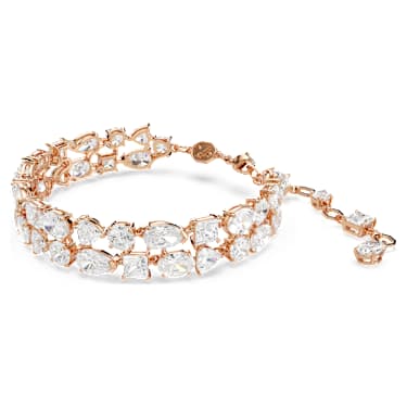 Mesmera bracelet, Mixed cuts, White, Rose gold-tone plated - Swarovski, 5728002