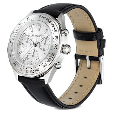 Dextera tachymetre 워치, 스위스 메이드, 레더 스트랩, 실버 톤, 스테인리스 스틸 - Swarovski, 5728378