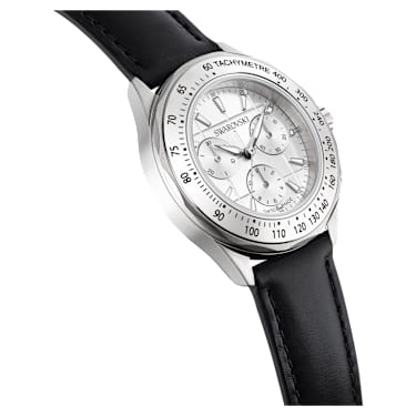Dextera tachymetre 워치, 스위스 메이드, 레더 스트랩, 실버 톤, 스테인리스 스틸 - Swarovski, 5728378