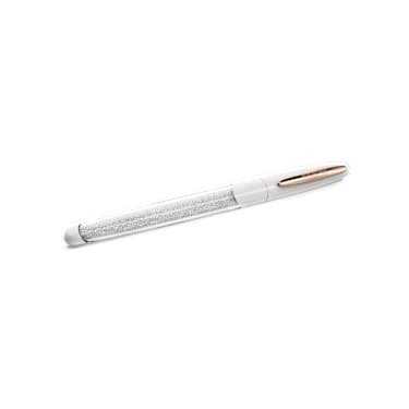 Crystalline Nova Rollerball Pen, 白色, 鍍玫瑰金色調 - Swarovski, 5728390