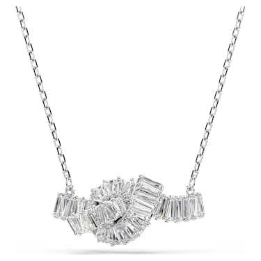 Matrix pendant, Baguette cut, Knot, White, Rhodium plated - Swarovski, 5728553
