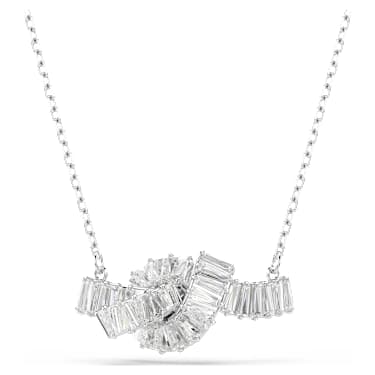 Matrix pendant, Baguette cut, Knot, White, Rhodium plated - Swarovski, 5728553