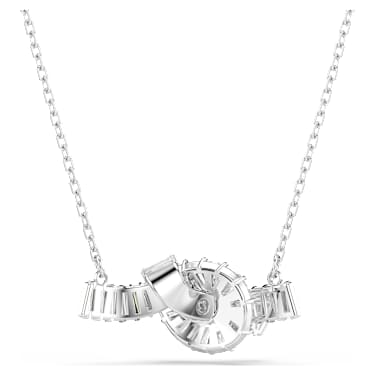 Matrix pendant, Baguette cut, Knot, White, Rhodium plated - Swarovski, 5728553