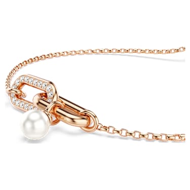 Braccialetto Constella, Crystal Pearl, Taglio Round, Bianco, Finitura oro rosa 18K - Swarovski, 5728588