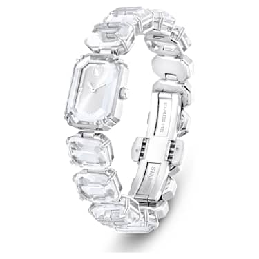 Watch, Octagon cut bracelet, White, Stainless steel - Swarovski, 5729182