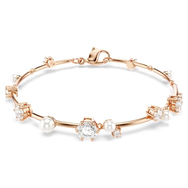 Brățară Constella, Perlă de cristal, Tăieturi rotunde, Alb, Finisaj din aur roz de 18k - Swarovski, 5729505