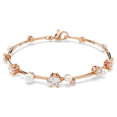 Constella Tennis 브레이슬릿, 크리스털 펄, 라운드 컷, 화이트, 로즈골드 톤 플래팅 - Swarovski, 5729505