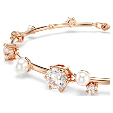 Constella Tennis 브레이슬릿, 크리스털 펄, 라운드 컷, 화이트, 로즈골드 톤 플래팅 - Swarovski, 5729505