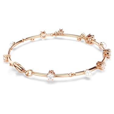 Zapestnica Constella, Kristalni biser, Okrogli rezi, Bela, V videzu rožnatega zlata 18K - Swarovski, 5729505