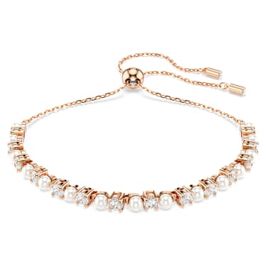 Pulsera Matrix, Crystal Pearl, Tallas redondas, Blanca, Acabado en oro rosa de 18 quilates - Swarovski, 5729506