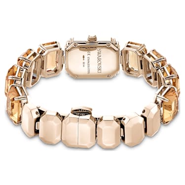 Reloj, Pulsera de talla octogonal, Marrón, Acabado tono oro champán - Swarovski, 5729841