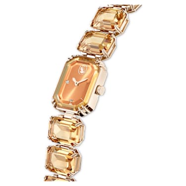 Reloj, Pulsera de talla octogonal, Marrón, Acabado tono oro champán - Swarovski, 5729841