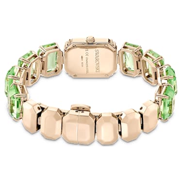 Reloj, Pulsera de talla octogonal, Verde, Acabado tono oro champán - Swarovski, 5729842