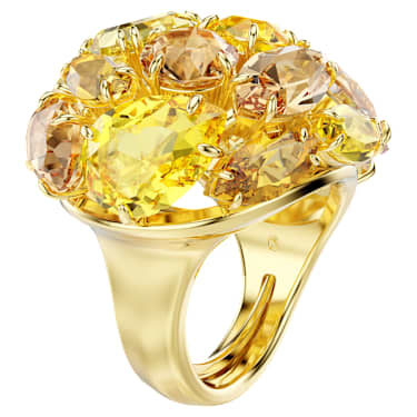 Gema 칵테일 링, 믹스 컷, 옐로우, 18K 골드 피니시 - Swarovski, 5730075