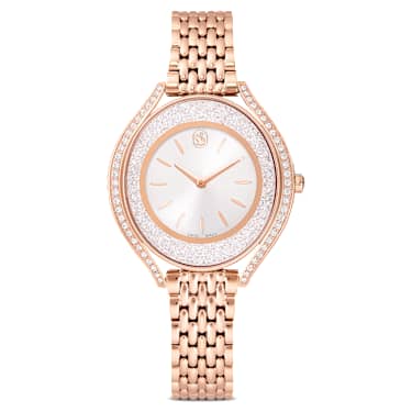 Crystalline aura watch, Swiss Made, Metal bracelet, Rose gold tone, Rose gold-tone finish - Swarovski, 5730140