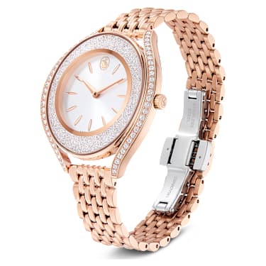 Crystalline aura watch, Swiss Made, Metal bracelet, Rose gold tone, Rose gold-tone finish - Swarovski, 5730140