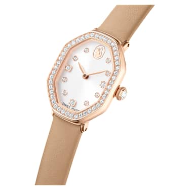 Reloj Dextera octagon, Fabricado en Suiza, Correa de piel, Marrón, Acabado tono oro rosa - Swarovski, 5730184